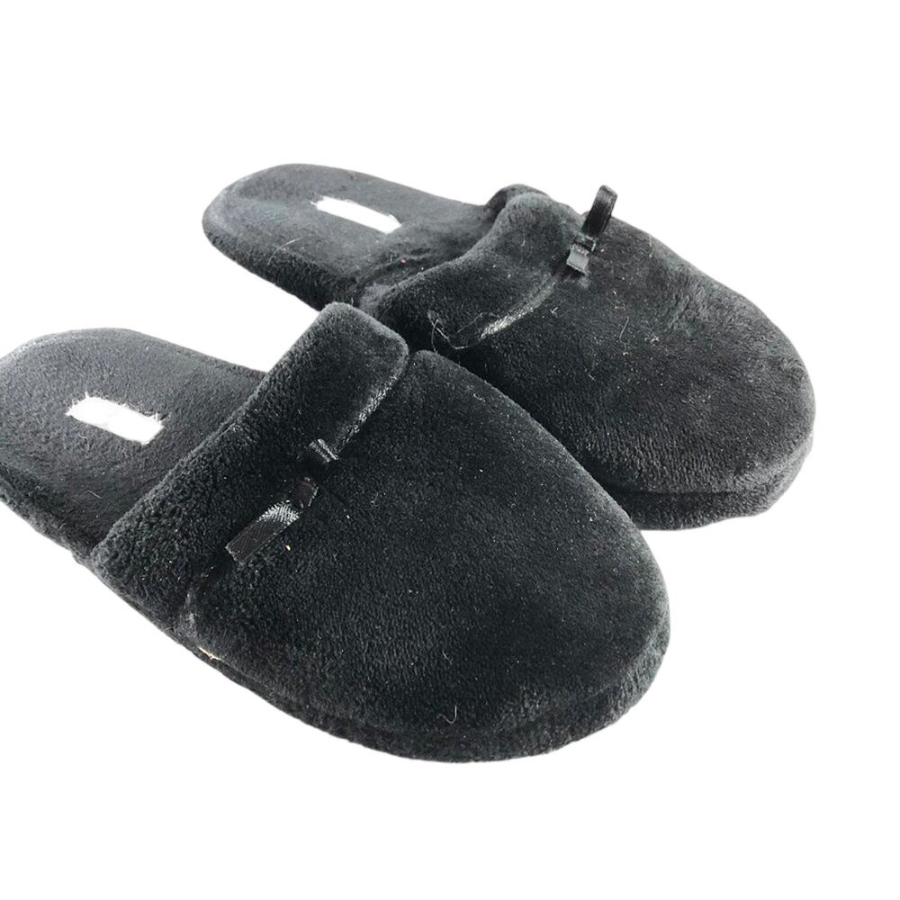 SOMA Black Plush Mules Slippers House Shoes 7 / 8